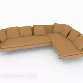 Brown Fabric Minimalist Multi-seats Sofa 3d model