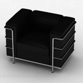 Black Simple Single Sofa 3d model