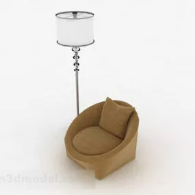 Brown Round Single Sofa Furniture 3d model