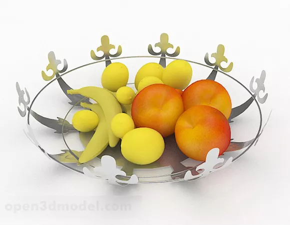 Fruit And Onion Garlic On Cutting Board 3d model