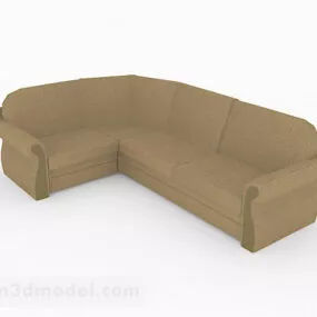 Brown Fabric Multi-seats Sofa 3d model