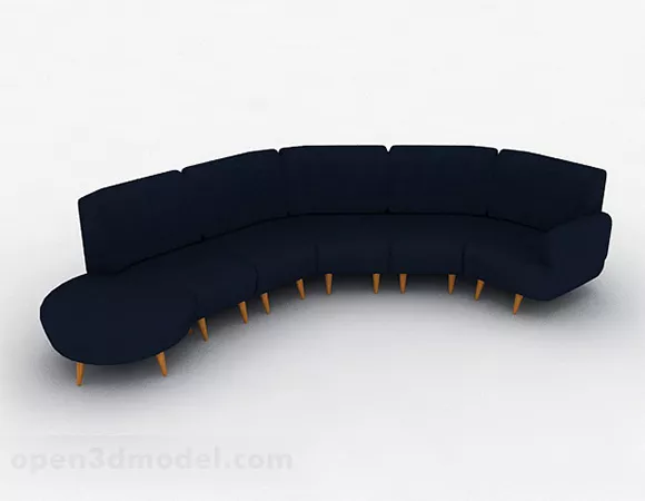 Blue Multi-seats Curved Shape Sofa 3d model Blue Multi-seats Curved Shape Sofa 3d model