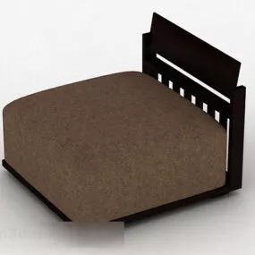 Brown Wooden Single Sofa Chair 3d model