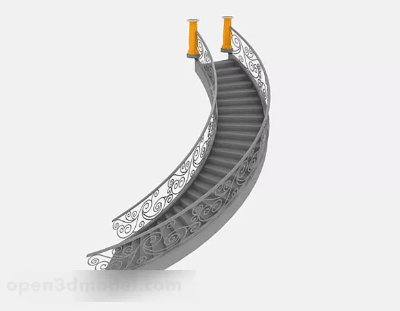 Gray Curved Stairs Furniture 3d model Gray Curved Stairs Furniture 3d model