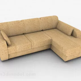 Yellow Multi-seats Corner Sofa Furniture 3d model
