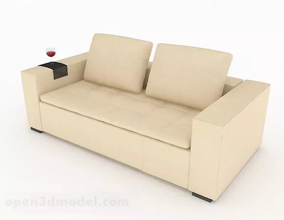 Yellow Leather Two Seats Sofa Furniture 3d model Yellow Leather Two Seats Sofa Furniture 3d model