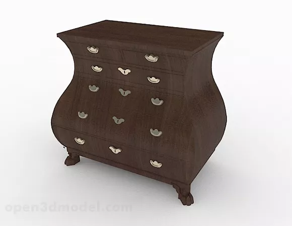 Wooden Brown Office Cabinet Furniture 3d model Wooden Brown Office Cabinet Furniture 3d model