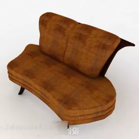 Brown Leather Fabric Design Single Sofa Furniture 3d model