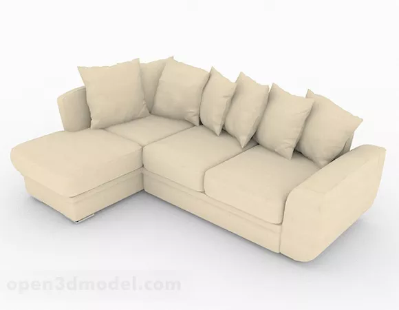Light Brown Color Multi-seater Sofa Furniture 3d model Light Brown Color Multi-seater Sofa Furniture 3d model