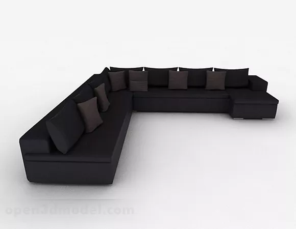 Black Multi-seats Sofa Furniture 3d model Black Multi-seats Sofa Furniture 3d model