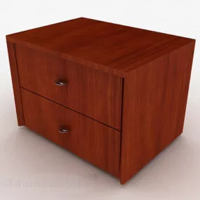 Wood Bedside Table Furniture V1 3d model