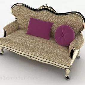 Classic European Brown Single Sofa Furniture 3d model
