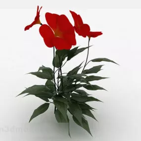 Garden Red Flower Plant 3d model