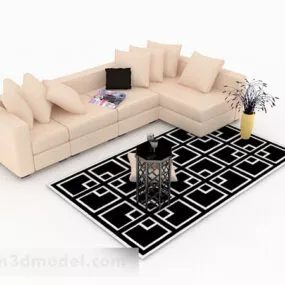 Yellow Multi-seats Sofa Furniture V3 3d model