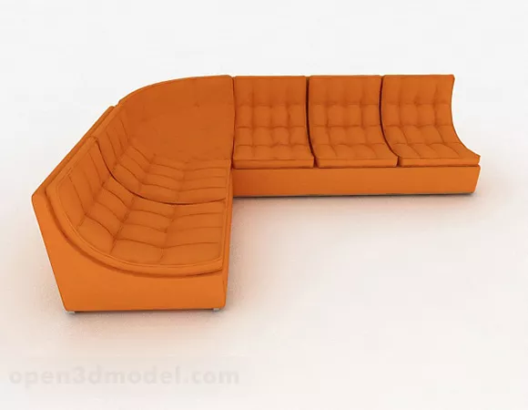 Orange Multi-seats Sofa Furniture 3d model Orange Multi-seats Sofa Furniture 3d model