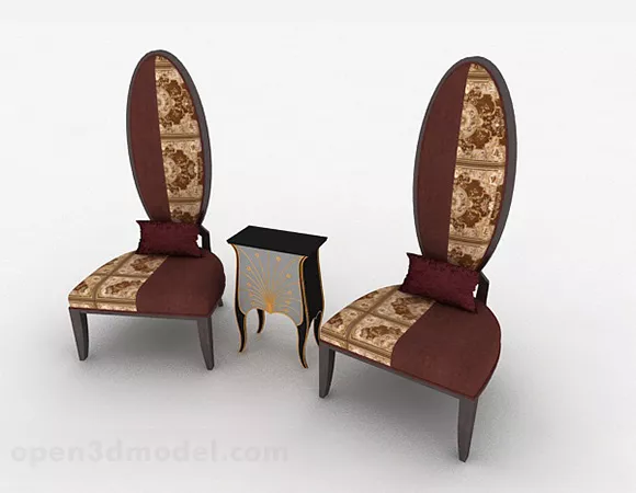 Classic Red Single Sofa Furniture Set 3d model Classic Red Single Sofa Furniture Set 3d model
