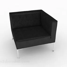 Black Minimalist Single Sofa Furniture V2 3d model