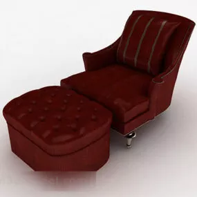 Red Color Home Single Sofa Furniture 3d model
