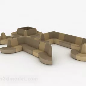 Brown Multi-seats Sofa Furniture V1 3d model