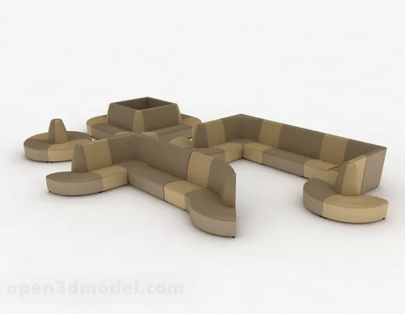 Brown Multi-seats Sofa Furniture V1 3d model Brown Multi-seats Sofa Furniture V1 3d model