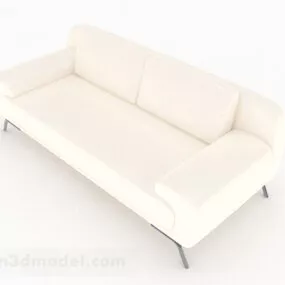 White Fabric Loveseat Sofa Furniture 3d model