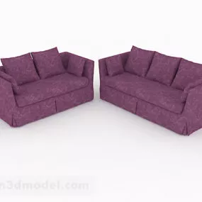 Purple Set Sofa Furniture V1 3d model
