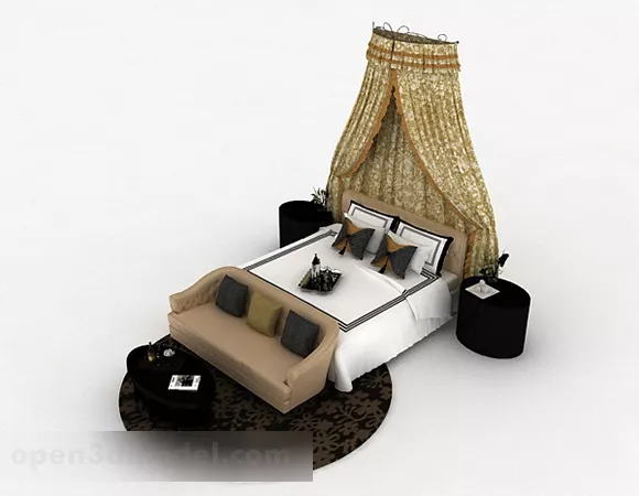Home Double Bed Furniture 3d model Home Double Bed Furniture 3d model