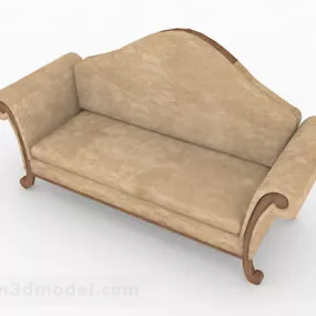 Vintage Brown Loveseat Sofa Furniture 3d model