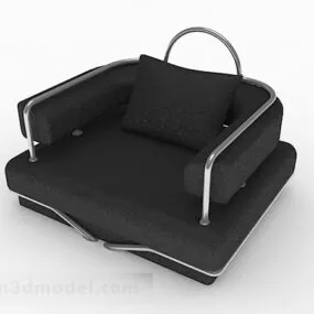Black Casual Leather Single Sofa Furniture 3d model