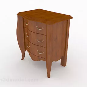 Vintage Wood Bedside Table Furniture 3d model