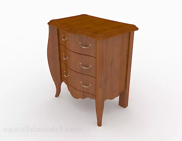Vintage Wood Bedside Table Furniture 3d model Vintage Wood Bedside Table Furniture 3d model