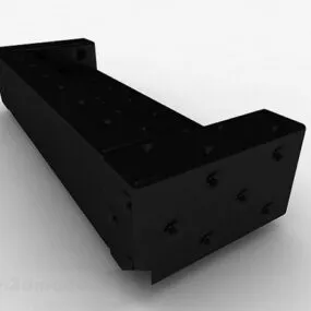 Black Multi-seats Sofa Furniture V2 3d model