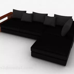 Black Multi-seats Sofa 3d model