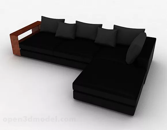 Black Multi-seats Sofa 3d model Black Multi-seats Sofa 3d model