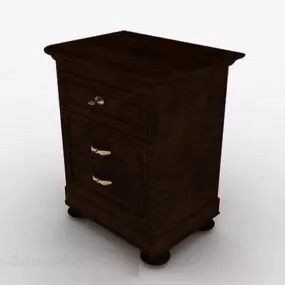 Brown Wooden Bedside Table Design 3d model