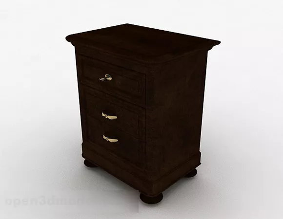 Brown Wooden Bedside Table Design 3d model Brown Wooden Bedside Table Design 3d model