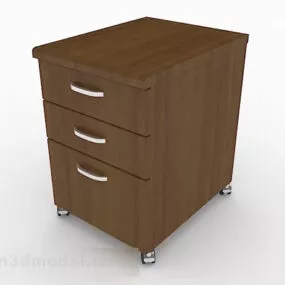 Brown Wooden Bedside Table Furniture V1 3d model