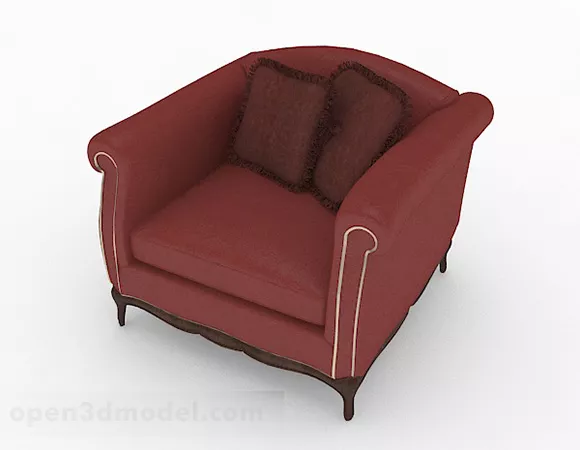 European Red Single Sofa Furniture Design 3d model European Red Single Sofa Furniture Design 3d model