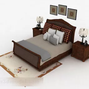 Brown Double Bed Furniture Design 3d model
