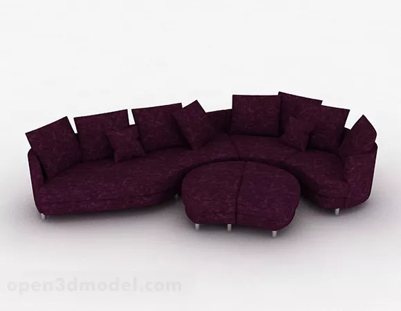 Purple Multi-seats Sofa Furniture Design 3d model Purple Multi-seats Sofa Furniture Design 3d model