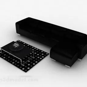 Black Multi-seats Sofa Furniture Design V3 3d model