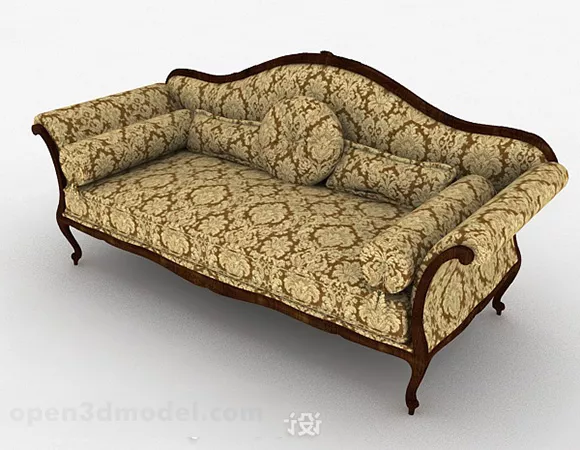 Yellow Double Sofa European Furniture 3d model Yellow Double Sofa European Furniture 3d model