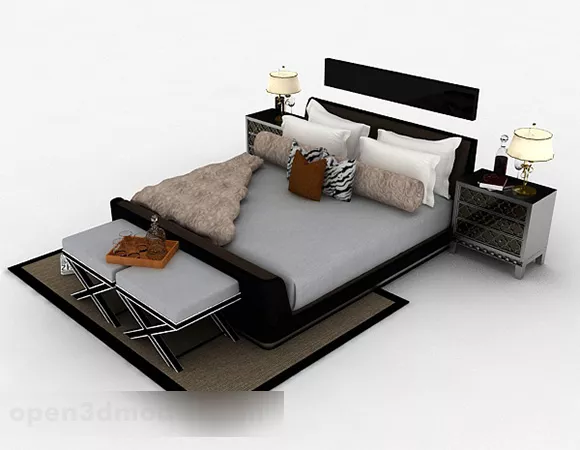 Gray Double Bed Furniture Design V1 3d model Gray Double Bed Furniture Design V1 3d model