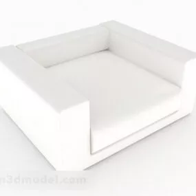 White Minimalist Single Sofa Furniture Design 3d model