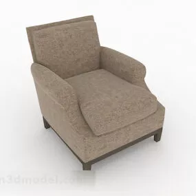 Brown Fabric Minimalist Single Sofa 3d model