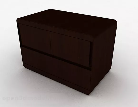 Brown Wooden Bedside Table Decor 3d model Brown Wooden Bedside Table Decor 3d model