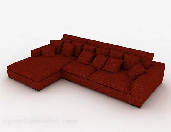 Red Multi-seats Sofa Decor 3d model Red Multi-seats Sofa Decor 3d model