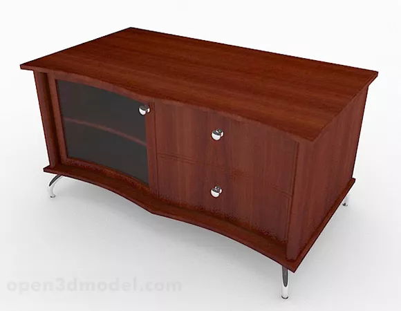 Brown Wooden Tv Cabinet Decor 3d model Brown Wooden Tv Cabinet Decor 3d model