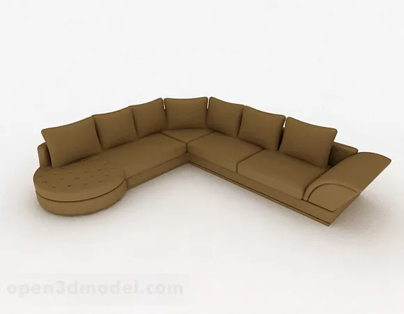 Brown Multi-seats Sofa Decor V2 3d model Brown Multi-seats Sofa Decor V2 3d model