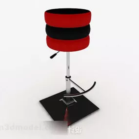 Red Bar Stool Metal Leg 3d model